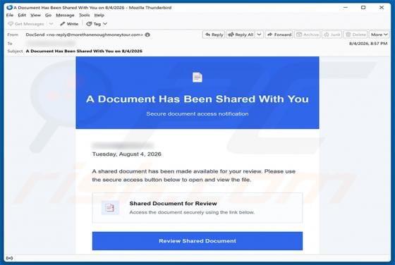 Shared Document Available For Your Review Email Scam