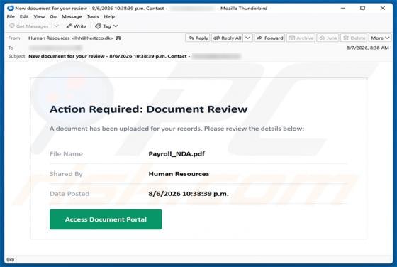 Document Uploaded For Your Records Email Scam
