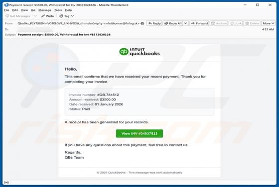 Intuit QuickBooks Payment Invoice Email Virus
