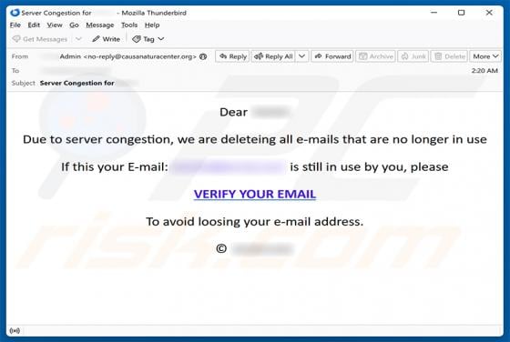 Deleting All E-mails That Are No Longer In Use Scam