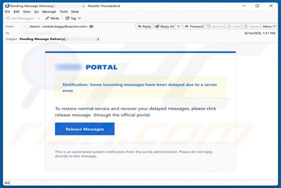 Messages Delayed Due To A Server Error Email Scam