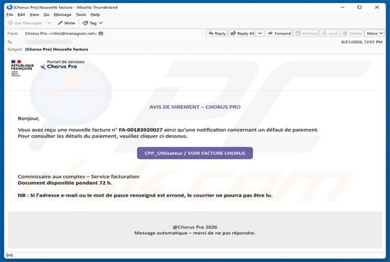 Avis De Virement – Chorus Pro Email Scam