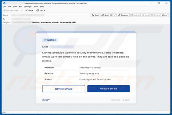 Weekend Security Maintenance Email Scam