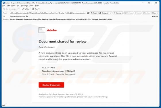 Adobe - A Document For Review And Electronic Signature Email Virus