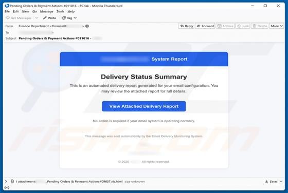 Delivery Status Summary Email Scam