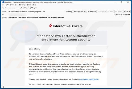 Interactive Brokers Two-Factor Authentication Email Scam