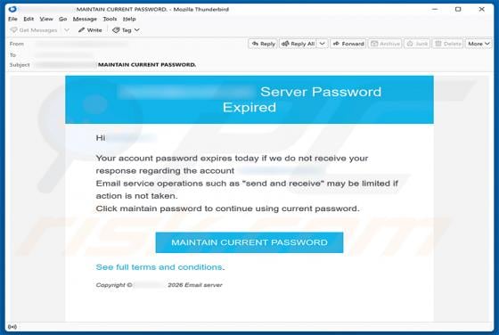 Server Password Expired Email Scam