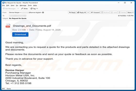 Drawings And Documents Email Scam