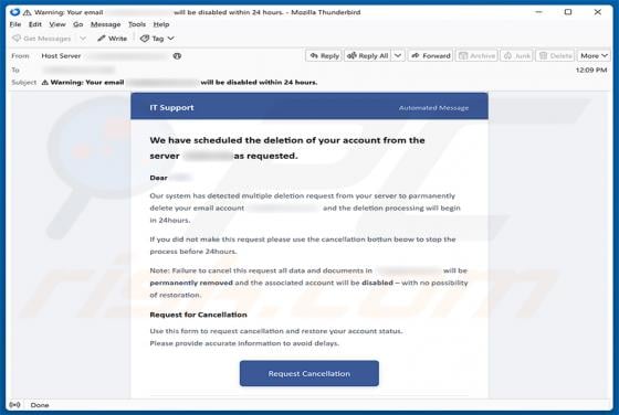 Account Deletion Request Email Scam