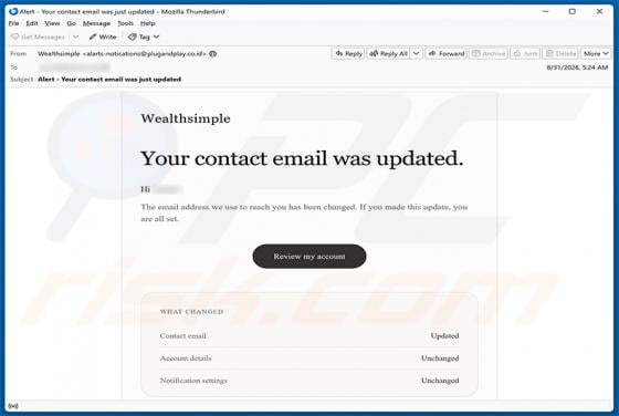 Wealthsimple Contact Email Was Update Scam