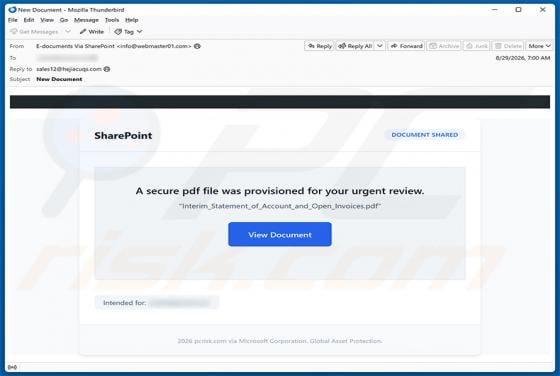 SharePoint - Secure File For Your Urgent Review Email Scam