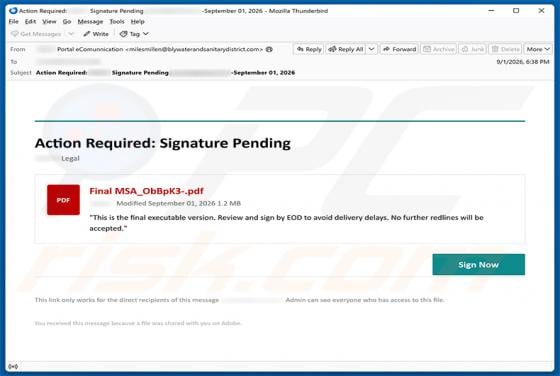 Action Required: Signature Pending Email Virus