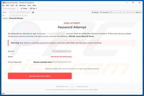 Secure Your Account Email Scam