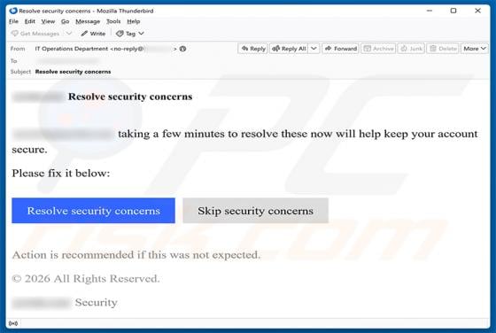 Resolve Security Concerns Email Scam
