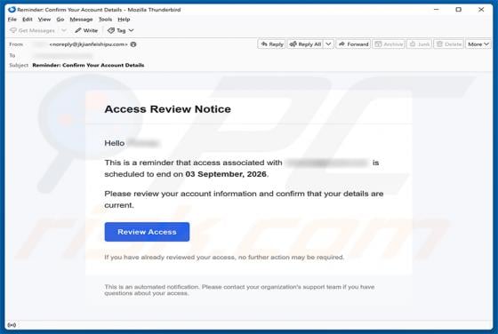 Access Review Notice Email Scam
