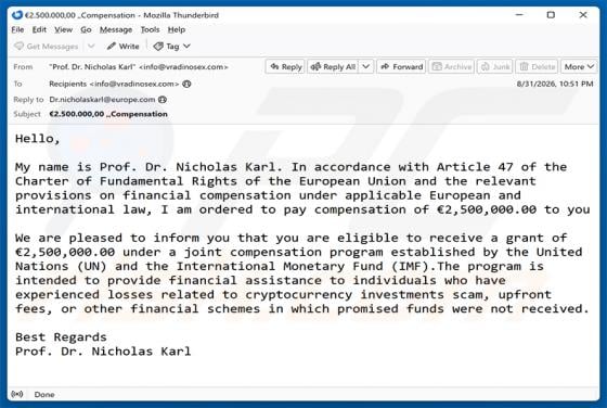 Compensation Program Email Scam