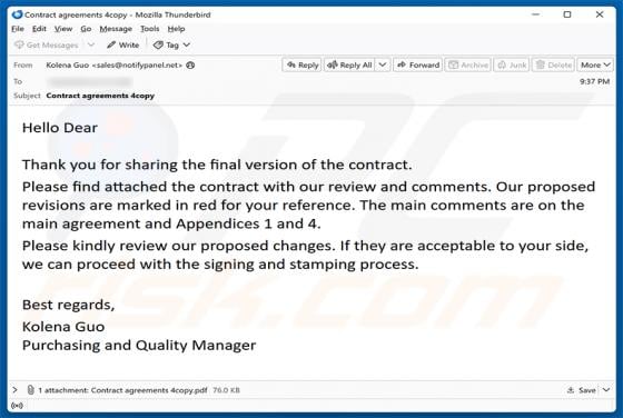 Proposed Contract Changes Email Virus
