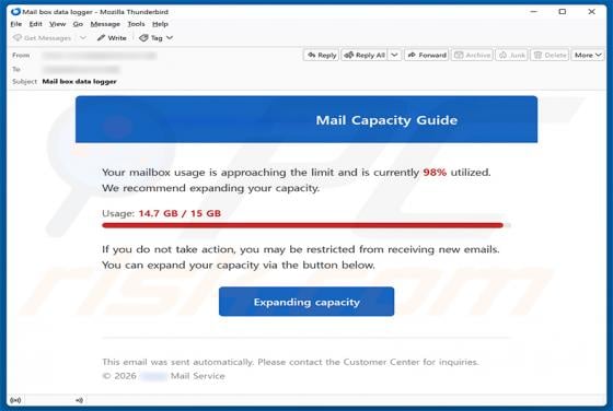 Mail Capacity Guide Email Scam