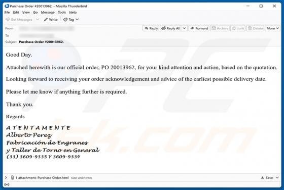 Official Purchase Order Email Scam