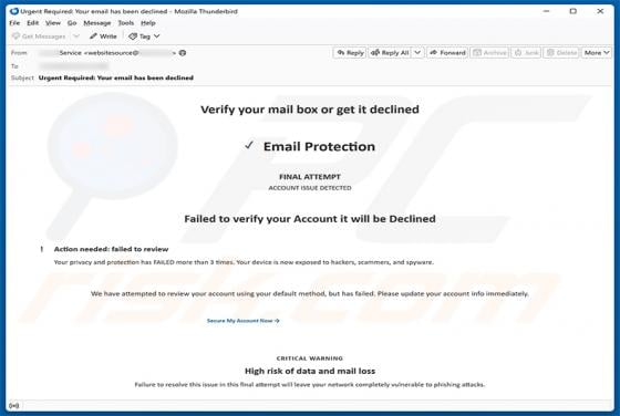 Verify Your Mailbox Email Scam