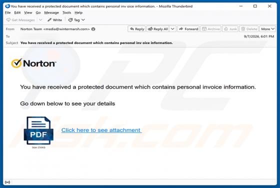 Protected Document Containing Invoice Information Email Scam