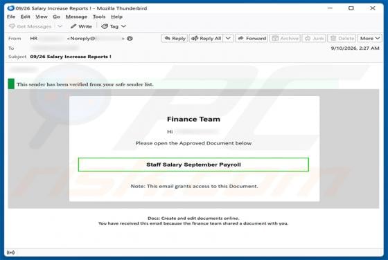Staff Salary Payroll Email Scam