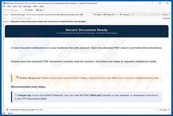 Social Security Administration Document Email Virus