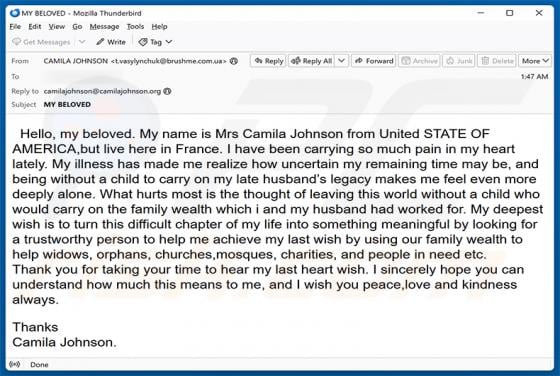 Help People In Need Email Scam