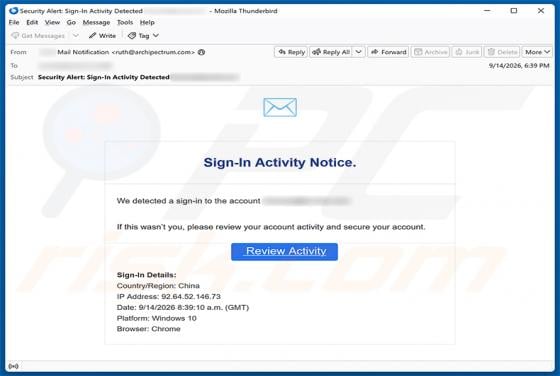 Sign-In Activity Notice Email Scam