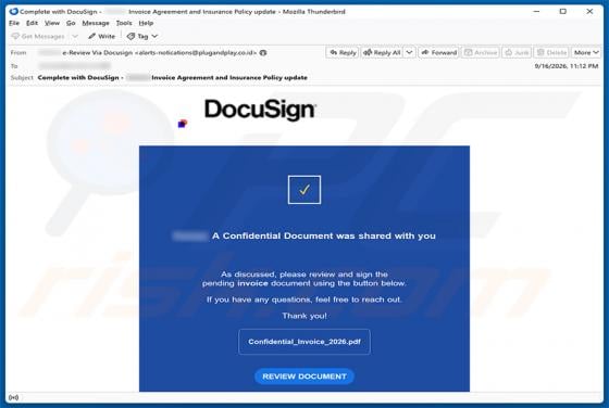 DocuSign - Confidential Document Was Shared Email Scam