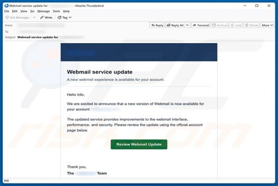 Webmail Service Update Email Scam