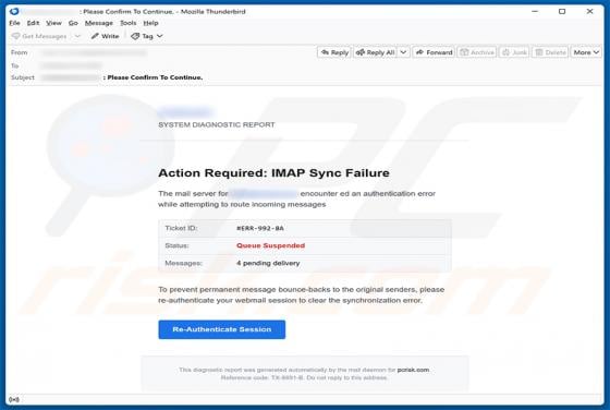 IMAP Sync Failure Email Scam