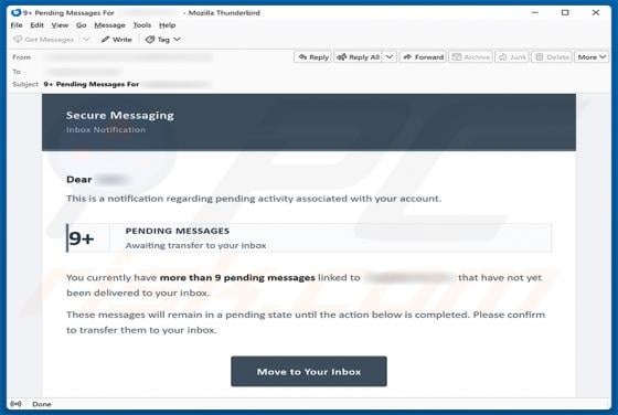 Pending Messages Awaiting Transfer Email Scam
