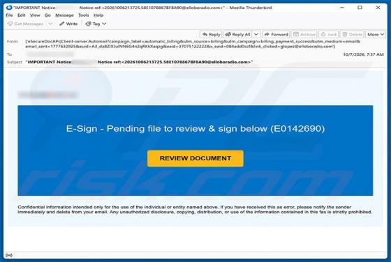 File To Review & Sign Email Scam