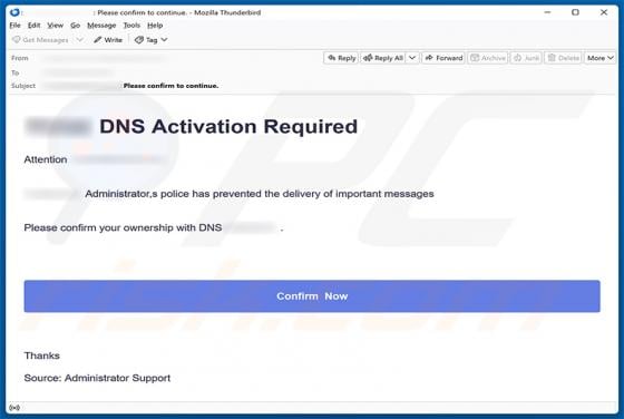 DNS Activation Required Email Scam