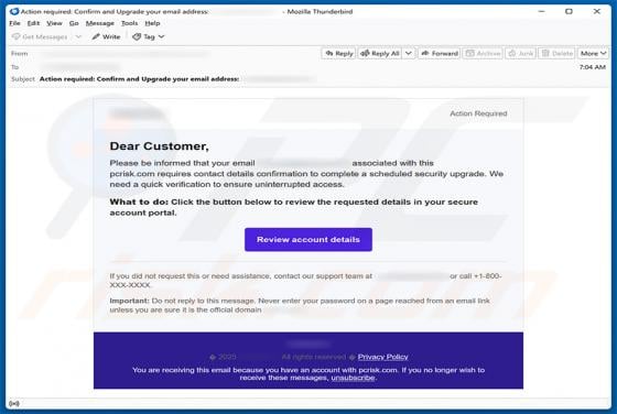 Email Contact Detail Confirmation Scam