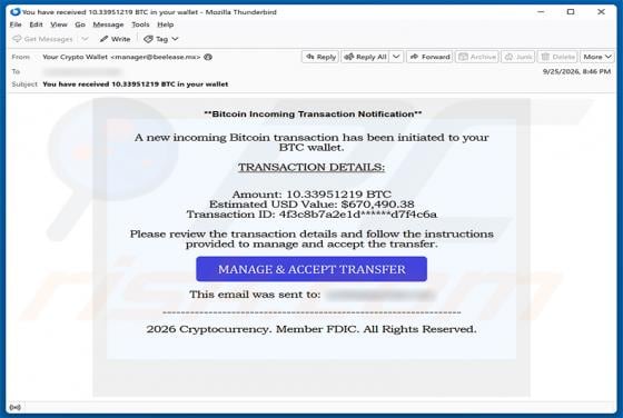 Incoming Bitcoin Transaction Email Scam