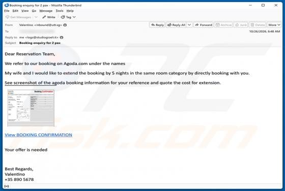 Agoda.com Booking Email Virus