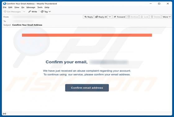 Abuse Complaint Regarding Your Account Email Scam