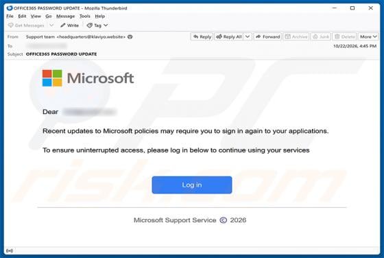 Microsoft Policies Update Email Scam