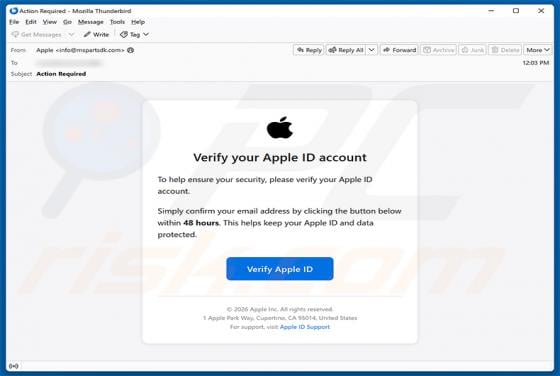 Verify Your Apple ID Account Email Scam