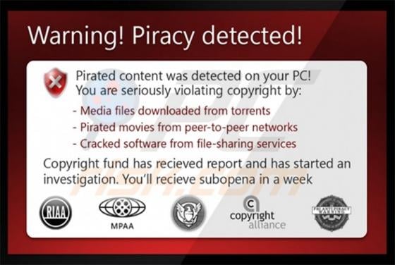 Warning! Piracy detected! POP-UP Scam