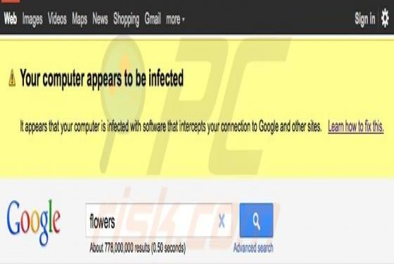 Google: Your computer appears to be infected