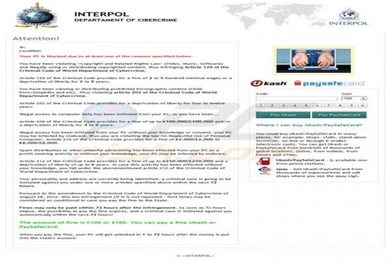 Interpol Department of Cybercrime scam
