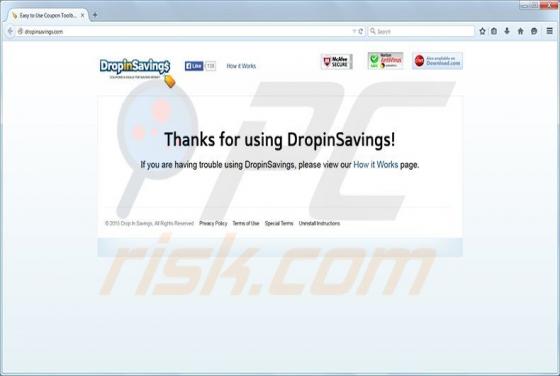 DropinSavings Adware
