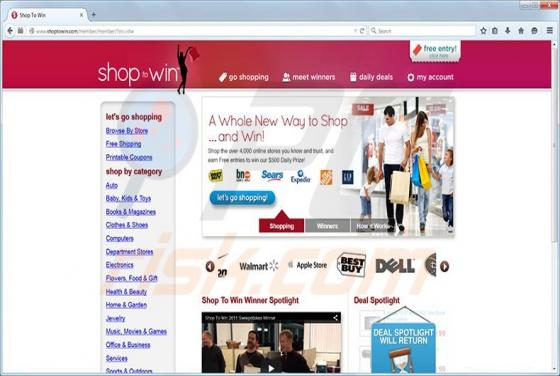 Shop to Win Adware