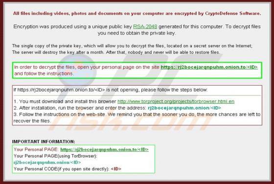 CryptoDefense Virus