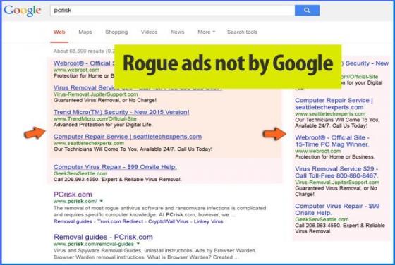 Fake ads in Google search results
