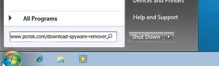 download remover using run dialog in Windows 7